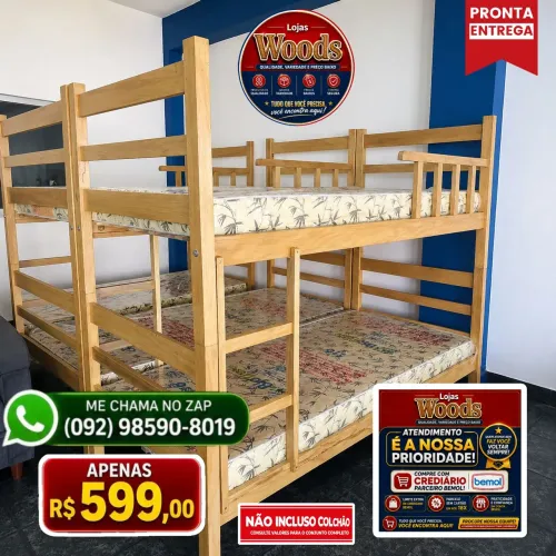 Beliche Madeira R$ 599,00 Novo Entregamos em Toda Manaus