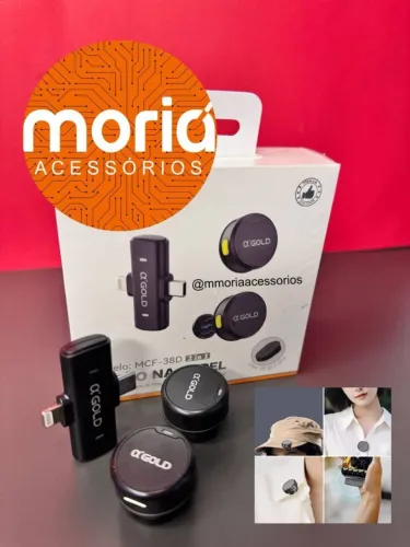 Microfone Lapela Redondo Bluetooth Wireless Iphone ou Android Ios Tipo-C SX21 