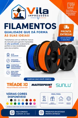 Filamento PLA e PETG 1kg | Tríade, Sunlu e Masterprint | Pronta Entrega