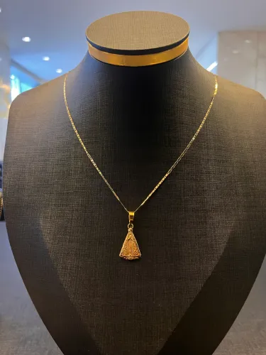 Conjunto Piastrine e Pingente Nossa Senhora ouro 18k 750