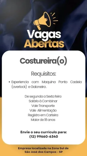 Vaga para costureira (o)