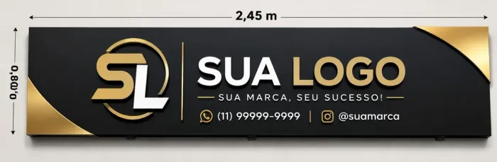 Placa ACM 2,45m x 0,80m Personalizada - Estrutura Metálica - Excelente Estado