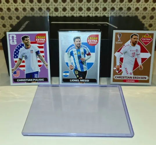 Figurinhas Legend da Copa de 2026 [Messi Prata, Pulisic Roxo, Eriksen bronze 2022]