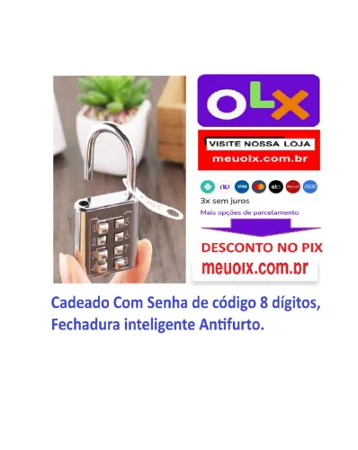 Cadeado Com Senha de código 8 dígitos, Fechadura inteligente Antifurto.