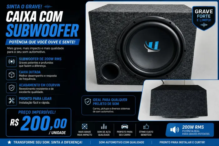 CAIXA DE SOM COM SUBWOOFER 200W