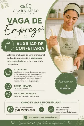Vaga auxiliar de confeitaria