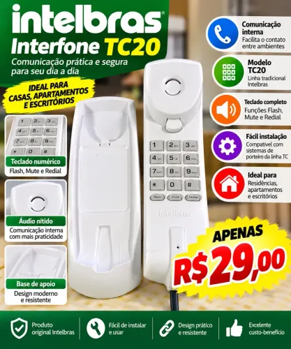 Interfone telefone intelbras TC 20