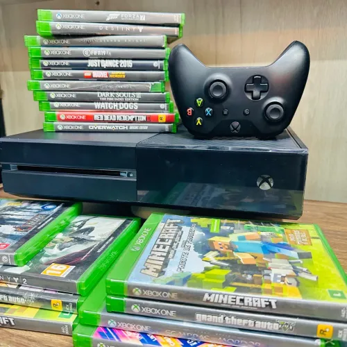 Xbox One Com Jogos e Manete Original | 10 meses de garantia