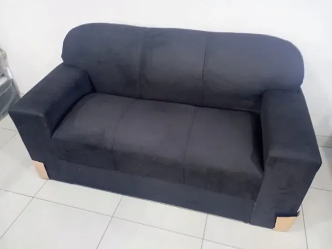 Sofá 3 Lugares Xaropinho Sued Preto - Entrega Rápida!