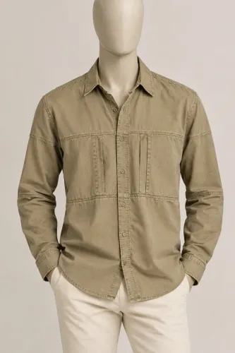 Camisa masculina OUTDOOR, cor caqui, tamanho GG