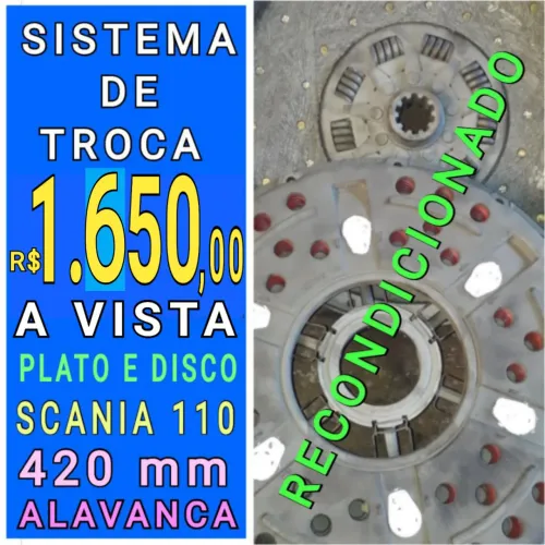 EMBREAGEM KIT PLATO E DISCO DO CAMINHÃO SCANIA MODELOS 110 / 111 COM 420 MM DE DIÂMETRO