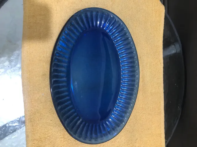 Petisqueira de Vidro Azul, Travessa Oval, Prato Oval