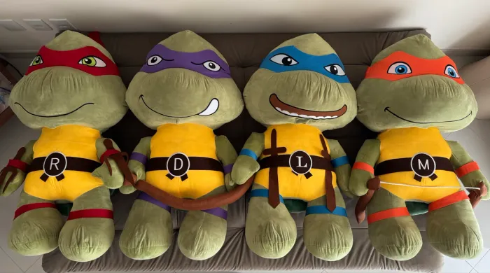 tartarugas ninjas pelúcia gigantes, 1 metro, donatello, michelangelo, leonardo, raphael