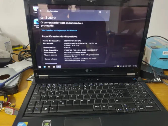 Notebook LG core 2 duo 4 ram SSD 120