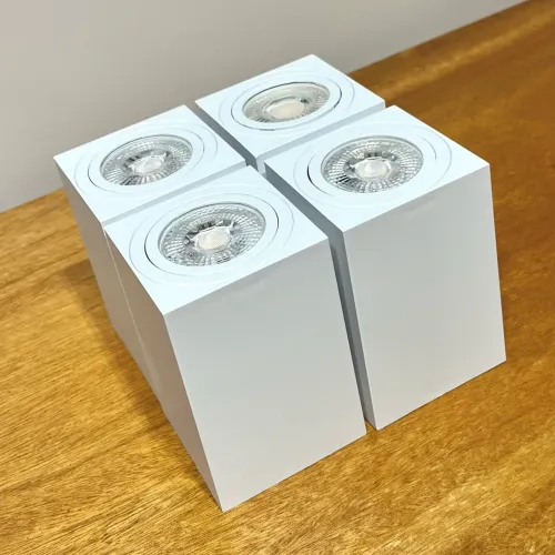 4 Plafon Spot Sobrepor Teto Starlumen Direcionável (Dicroica) Branco Lâmpada LED Quente