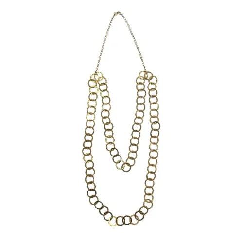 Cordão Rommanel Elos Argolas Banhado a Ouro Feminino Original