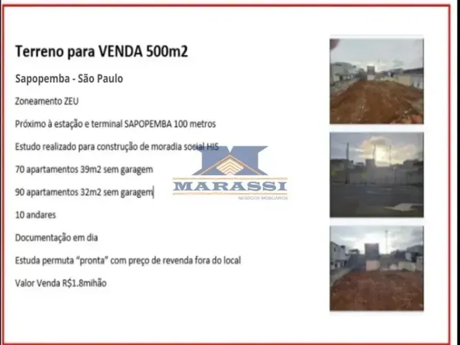 Terreno para venda com 500 metros quadrados - Sapopemba - São Paulo - SP