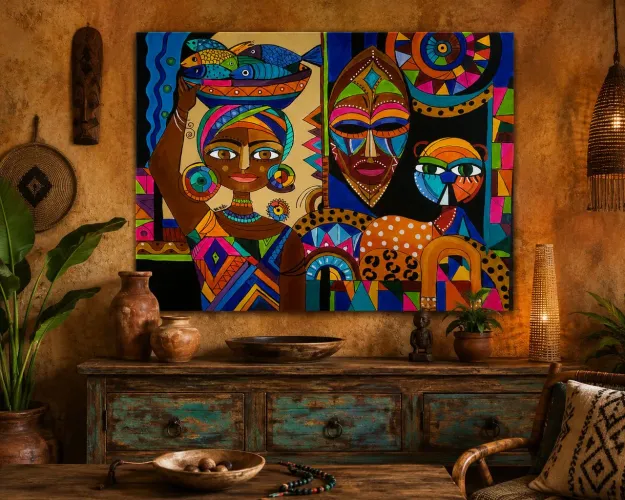 Pintura moderna Afro-brasileira/ acrílica sobre tela 