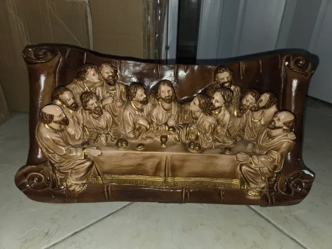 Escultura Santa Ceia Em Relevo De Mesa Ou Parede