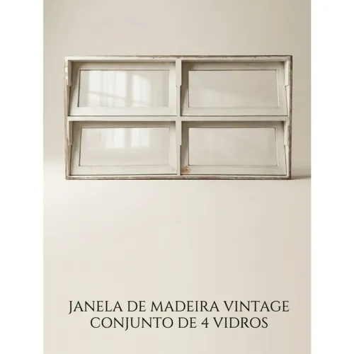 Janela Antiga de Madeira (4 Vidros) - Estilo Vintage / Rústico