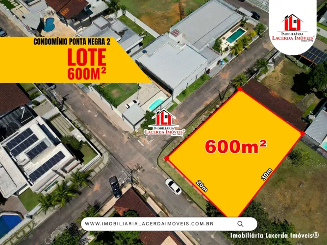 Lote de Esquina 600m² no Condomínio Residencial Ponta Negra 2