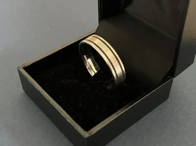 Lote de 6 Anéis Aço Inox 316l Masculino Escovado Reto Prata Fio Preto 6mm