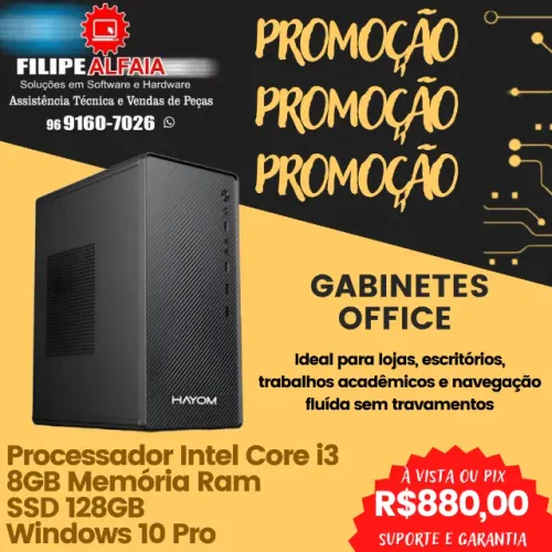 GABINETE OFFICE NOVO E COMPLETO PRONTO PRA USO, SEM TRAVAMENTOS, COM AGILIDADE E FLUÍDEZ!