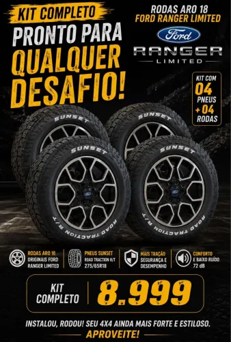 Rodas 18 ranger limited + pneus novos sunset 