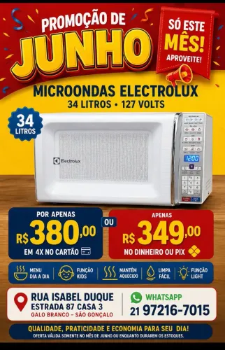 Micro-ondas e forno elétrico a partir R$239,00