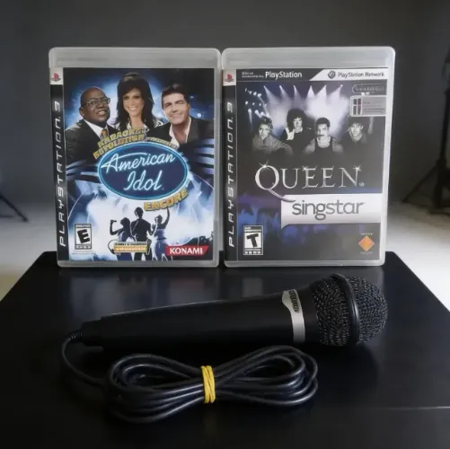 Kit Karaokê PS3 - 2 Jogos + Microfone Rockband Oficial | Pronto pra Usar!