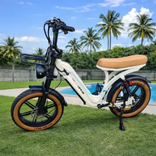 Bicicleta elétrica vifa Q8 Branca (som embutido e bluetooth)