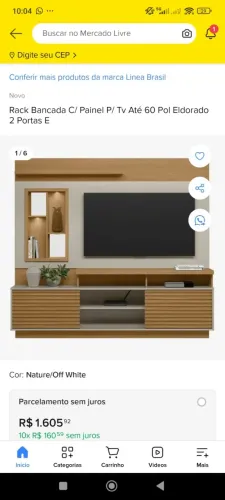 Rack Painel para TV até 60" com Portas Ripadas - Excelente Estado