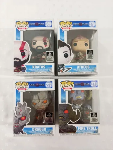 Kit 4 Funko Pop God Of War - Kratos Atreus Draugr Fire Troll original