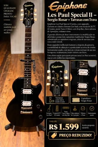 Guitarra **Epiphone Les Paul Special II preta**