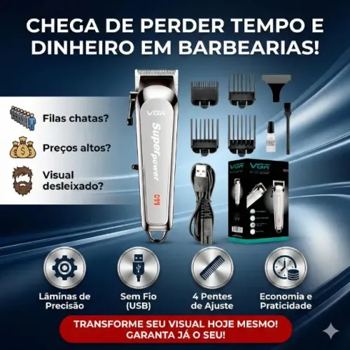 Cortador de Cabelo Profissional VGR OIV-060 4 Pentes