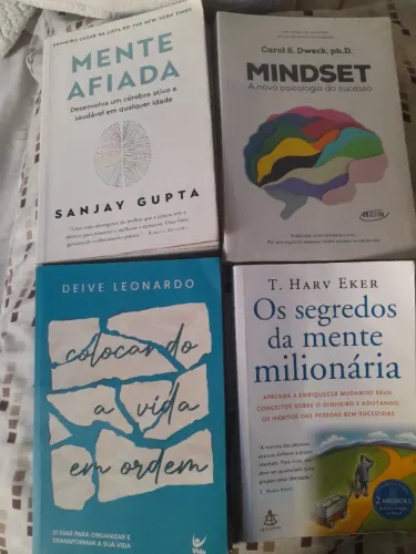 Livros: mindset, Dave leonardo, mente afiada e os segredos da mente milionária.