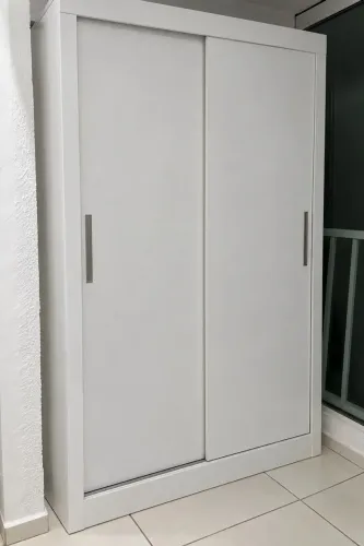 Guarda-roupa branco 2 portas de correr - sem espelho
