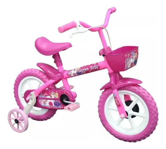 Bicicleta Infantil Track Arco Íris Aro 12 Rosa com Rodinhas