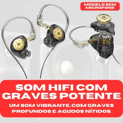 Fone de Ouvido In-Ear Monitor KZ EDX Pro - Alta Fidelidade (Hi-Fi)