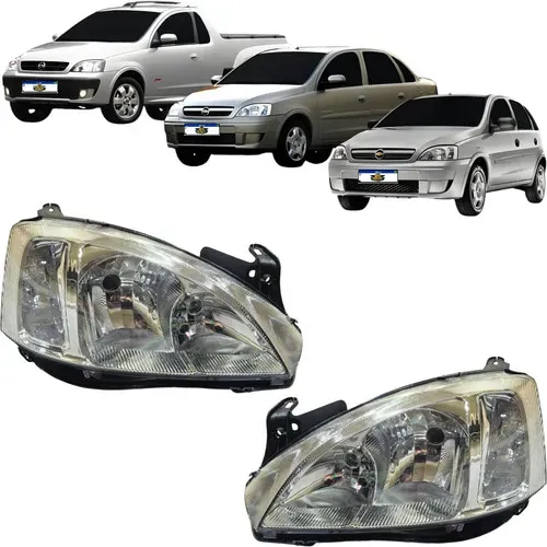 Par Farol Corsa Montana 2008 A 2012 Cromado Lente Lisa Ambos Lados