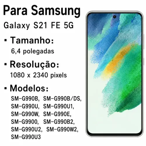 Tela LCD TFT 6.4? para Samsung Galaxy S21 FE 5G G990 G990B G990B/DS com Touch Screen