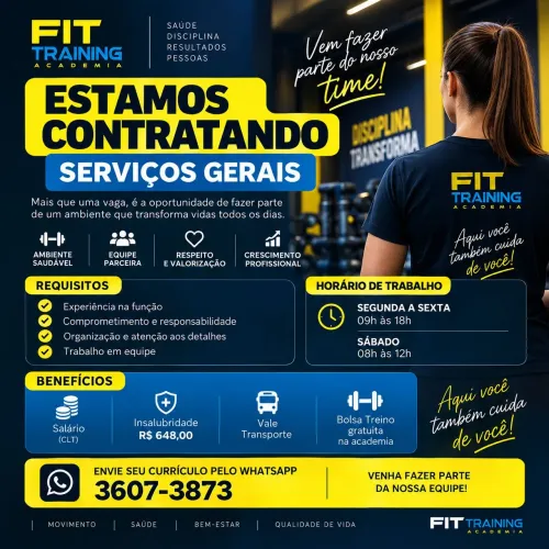 Contrata-se auxiliar de serviços gerais
