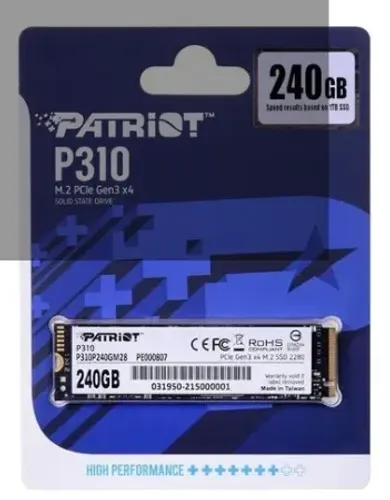 Ssd Interno Patriot P310 240gb M.2 Nvme Pcie Gen 3 Azul