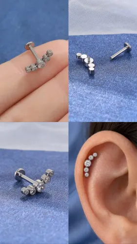 Piercing Helix ou Conch titânio 5 Zircônias NOVO! VAI EMBALADO!
