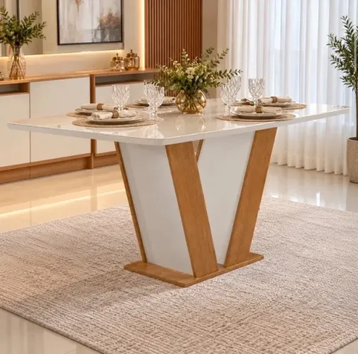 Mesa de Jantar Cinavelle 120 cm com Vidro