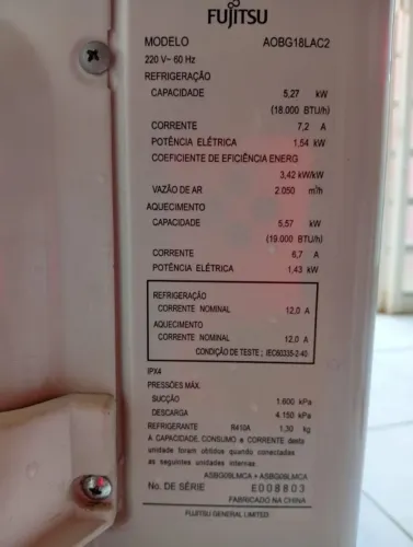 VENDO AR CONDICIONADO BI SPRIT 18 MIL BTUS 