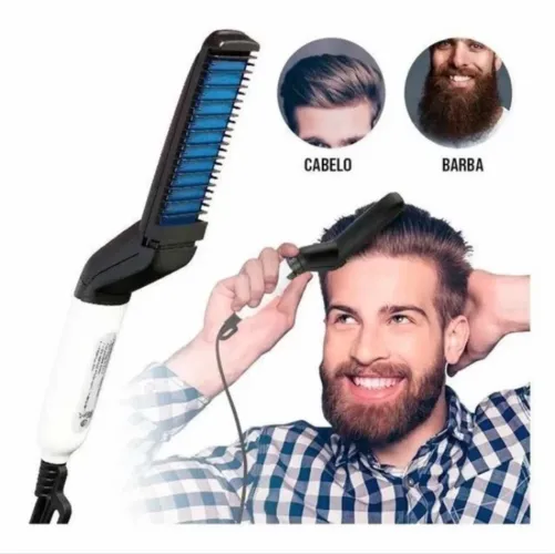 Chapinha para cabelo e barba masculino Pente Eletrico Escova Alisadora 
