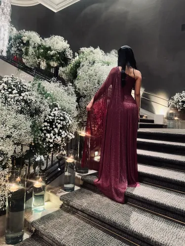 Vestido De Festa Longo Um Ombro Só Marsala Alabama (38, MARSALA)