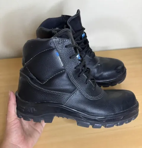 Bota Botina de Segurança de Couro Com Biqueira Marluvas EPI Composite Preto Tamanho 41 