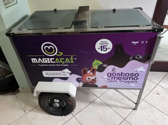 Carrinho Gourmet Profissional Inox - Açaí, Sorvete, Doces